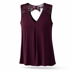 NWT Daniel Rainn Lace Back Tank Burgundy/Wine Women's Medium